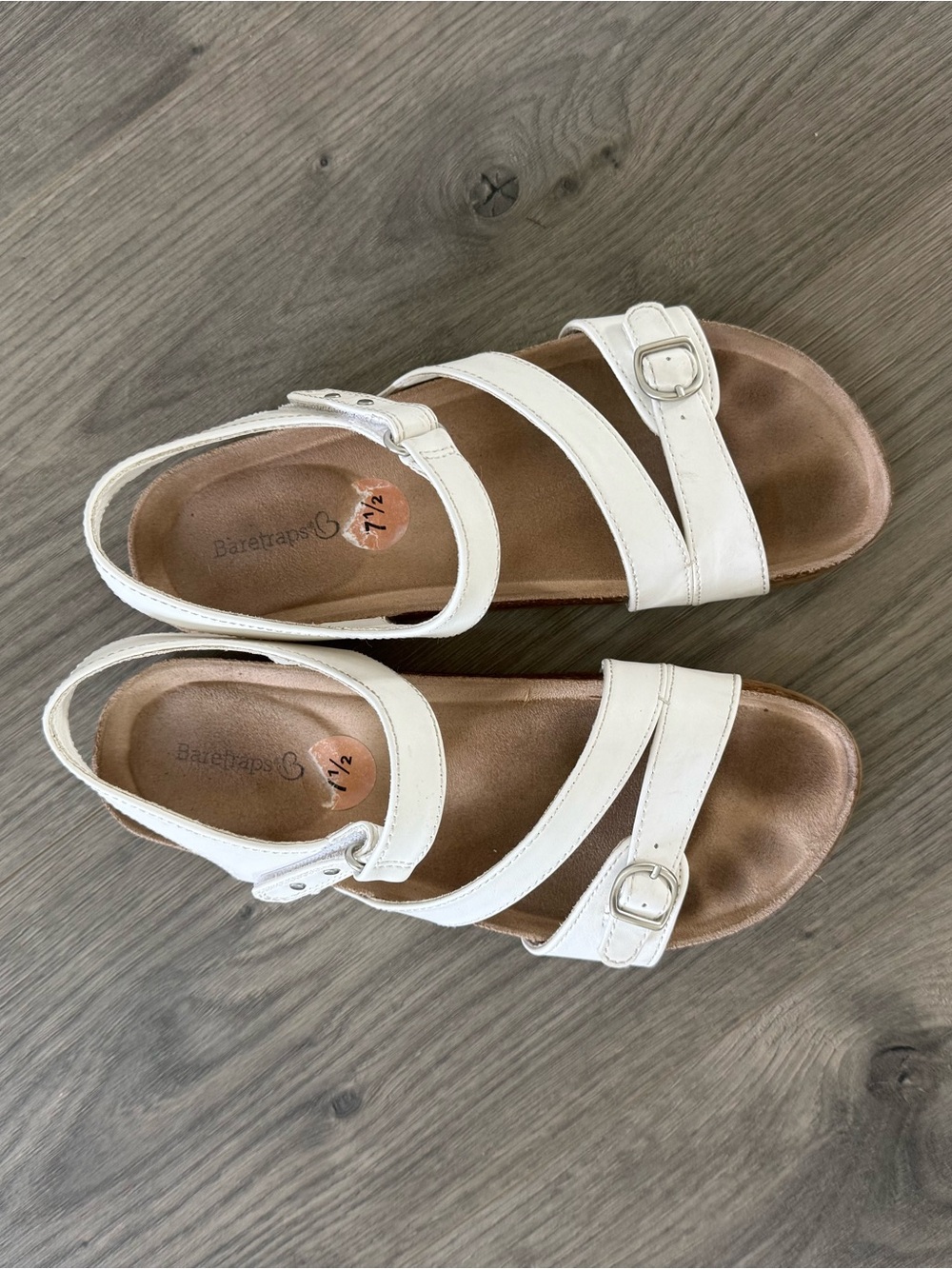 BareTraps White Strappy Buckle Sandals for Women